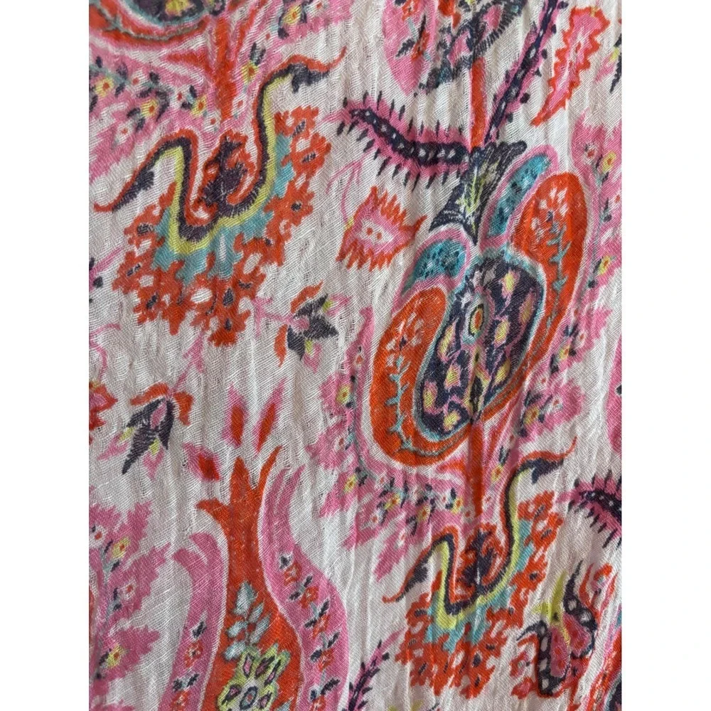Spartina Linen Blend  Gauze Kimono Duster Cover-Up Fringe One Size Boho Coastal